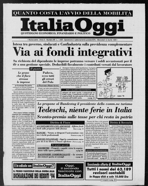 Italia oggi : quotidiano di economia finanza e politica